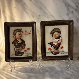 Vintage Napco Wall Plaques - Brown and Cream